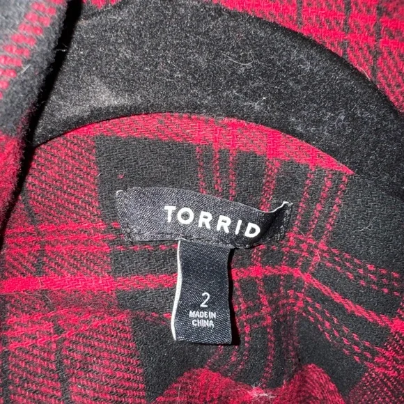 torrid Red & Black Plaid Button-Front Jacket - Picture 2 of 3